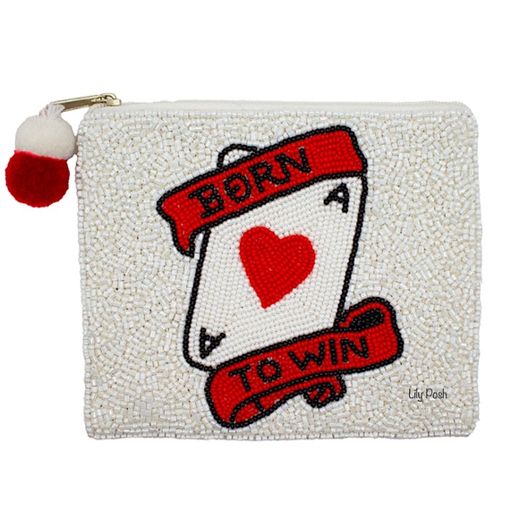 Beaded Born to Win Coin Purse, Casino, Las Vegas - Picture 1 of 2